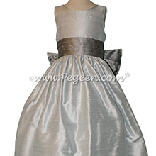 Silver Gray and Platinum flower girl dresses Style 398