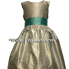 Platinum Gray and  Tiffany Blue Custom Flower Girl Dress