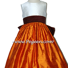 PUMPKIN ORANGE AND BURGUNDY RED flower girl dresses