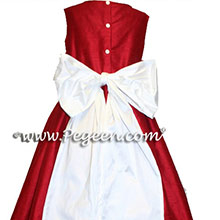 Christmas Red and White CUSTOM SILK FLOWER GIRL DRESS - Style 398