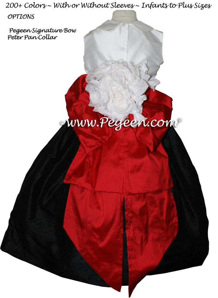 Christmas Red, Black and Ivory Flower Girl Dresses Style 345