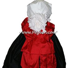 RED AND BLACK Silk Flower Girl Dresses with Peter Pan Collar AND BUSTLE