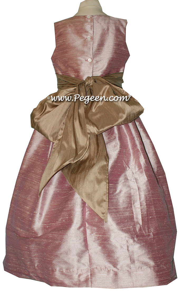 Vintage Pink and Antigua Taupe flower girl dresses