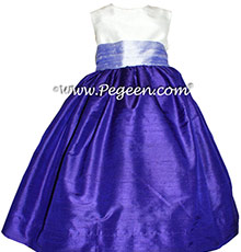 Lilac and Royal Purple Silk Flower Girl Dresses Style 398