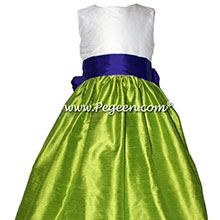 Key Lime and Royal Purple flower girl dress Style 398 by Pegeen