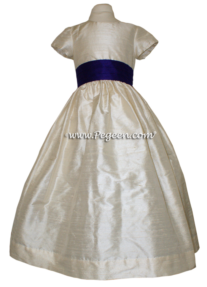 Toffee (light creme) and Deep Plum flower girl dresses