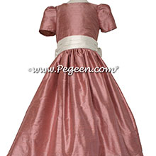 Rum Pink silk flower girl dresses in silk style 398 by Pegeen