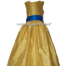 Saffron Yellow and Blue Sapphire Tulle Flower Girl Dresses by PEGEEN