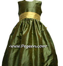 Sage green and sunflower yellow Flower Girl Dresses