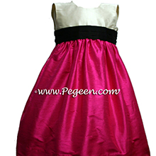 Black and Shocking pink flower girl dresses