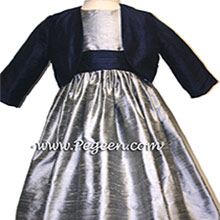 SILVER GRAY AND NAVY Flower Girl Dresses