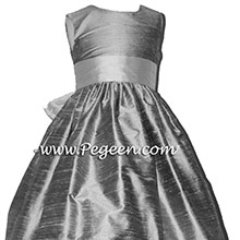 Bisque and Silver Gray custom silk flower girl dresses Style 398