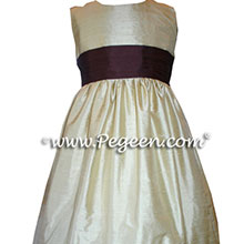 buttercreme and chocolate brown flower girl dresses