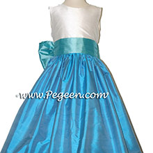 TIFFANY BLUE AND TURQUOISE SILK Flower Girl Dresses