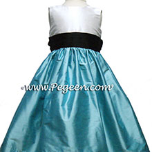 Tiffany blue and black flower girl dresses