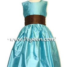 tiffany and chocolate brown junior bridesmaid dresses