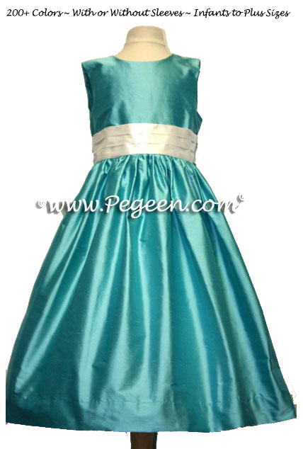Tiffany Blue Custom Silk Flower Girl Dresses