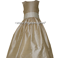 Bisque (creme) AND toffee FLOWER GIRL DRESS Style 398 by Pegeen