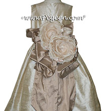 Toffee (light creme) and Antiqua Taupe Flower Girl Dresses Style 398