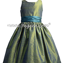 Winter Green and Juniper Silk Jr Bridesmaids Dresses