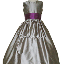 WOLF GRAY AND THISTLE (PURPLE) FLOWER GIRL DRESS Style 398 by Pegeen