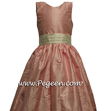 IN HIBISCUS PINK AND BISQUE DLOWER GIRL dresses