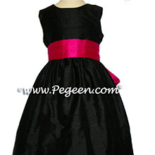 RASPBERRY AND BLACK FLOWER GIRL DRESSES