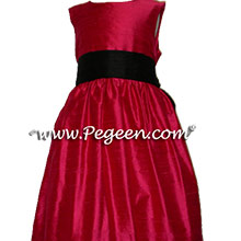 RASPBERRY BLACK FLOWER GIRL DRESSES