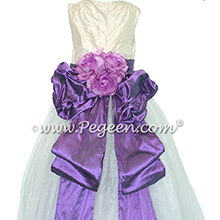 Amethyst and New Ivory and Amethyst ballerina  style with Pegeen Signature Bustle with layers and layers of tulle