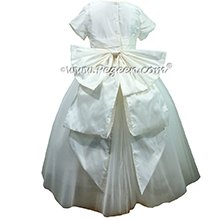 Antique White Crystal Tulle Flower Girl Dresses with Cinderella Sash