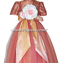 Apricot and Icing ballerina style Flower Girl Dresses with layers of tulle