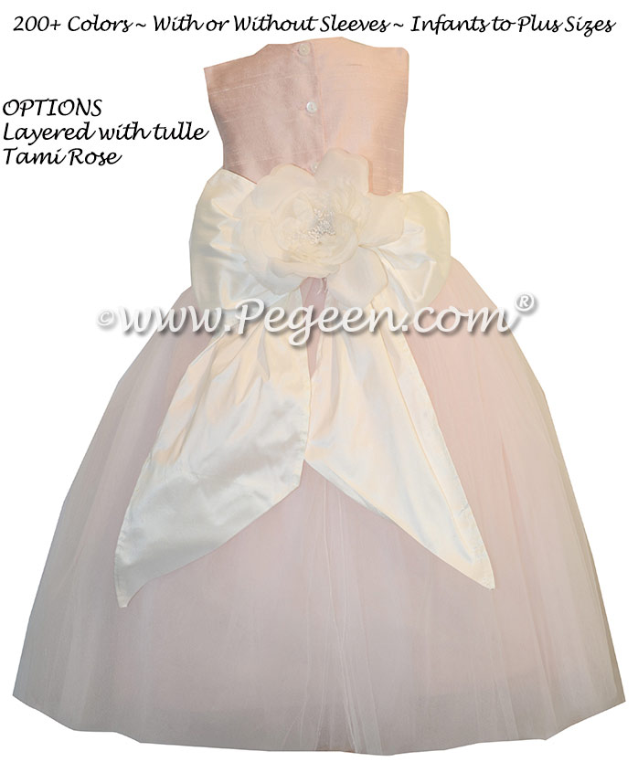 Flower girl Dresses in Baby Pink with a Special Back Flower