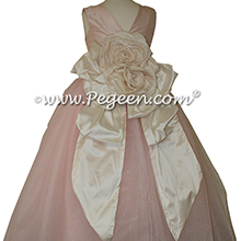 Ballet Pink and Bisque ballerina style FLOWER GIRL DRESSES with layers of tulle