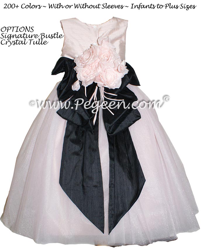 Ballet Pink and Black ballerina style FLOWER GIRL DRESSES with layers and layers of tulle