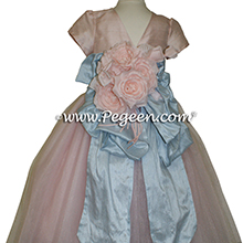 Ballet Pink and Artic Blue ballerina style Flower Girl Dresses with layers of tulle