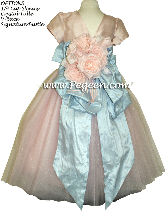 Ballet Pink and Cloud Blue Ballerina Style Flower Girl Dresses