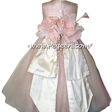 Ballet Pink and Bisque (creme) ballerina style Flower Girl Dresses with layers of tulle