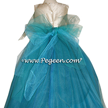 Bermuda and Summer Tan ballerina style Flower Girl Dresses with layers and layers of tulle