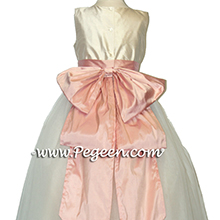 bisque ivory and lotus pink tulle flower girl dresses 