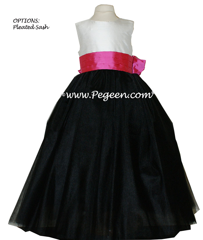 ballerina style FLOWER GIRL DRESSES with layers and layers of tulle Black and hot pink shock degas tulle ballerina tulle flower girl dresses