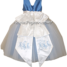 Antique White and Blue Moon ballerina style Flower Girl Dresses with layers and layers of tulle