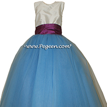 Blue Moon and Thistle (purple) silk and tulle ballerina style flower girl dresses