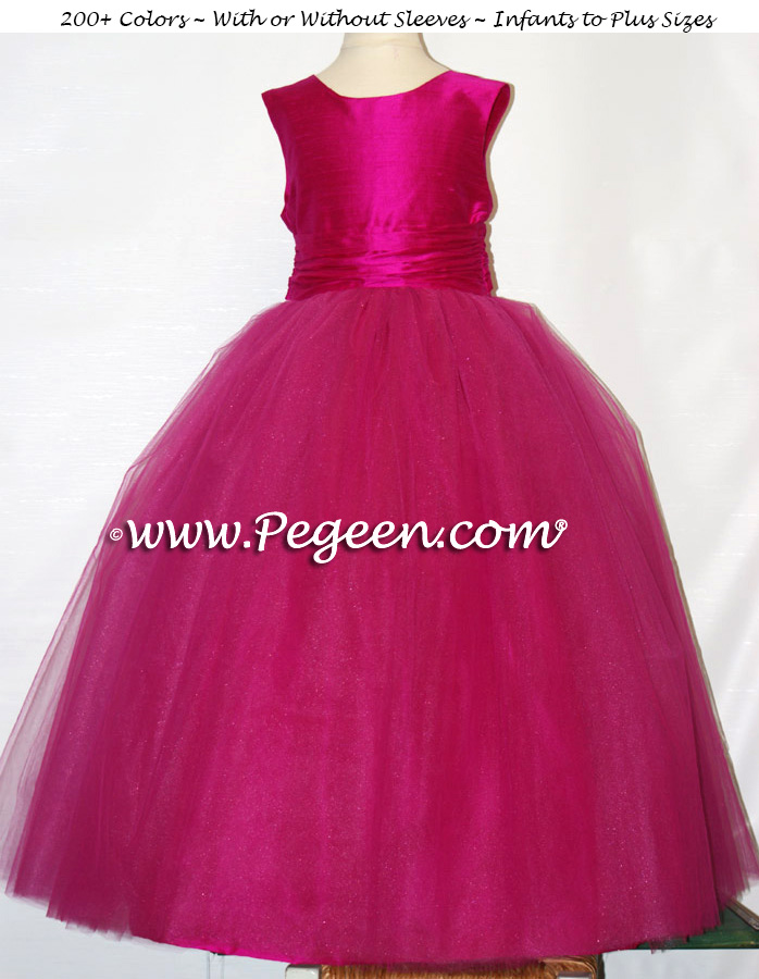 Custom Flower Girl Dresses Boing (Hot Pink) Silk and Tulle | Pegeen