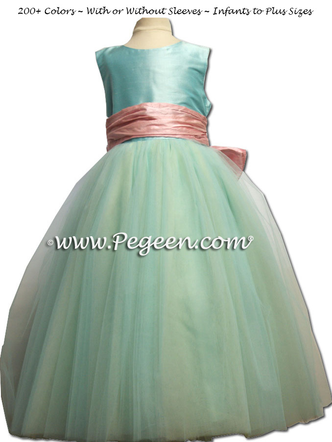 Tiffany blue flower girl dresses