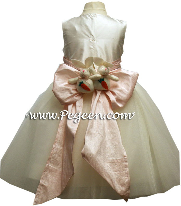 Pegeen's baby pink and petal pink Tulle FLOWER GIRL DRESSES with 10 layers of tulle