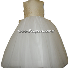Buttercreme And New Ivory Ballerina Style Flower Girl Dresses With Layers And Layers Of Tulle in Pegeen Couture Style 402