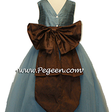 Cadet Blue ballerina style Flower Girl Dresses with  tulle by Pegeen