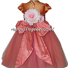 Cantelope and sunset coral shades ballerina style Flower Girl Dresses with layers and layers of tulle