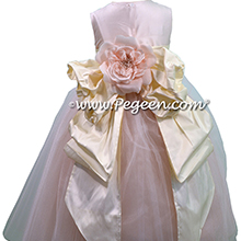 Champagne Pink and Buttercreme ballerina style Flower Girl Dresses