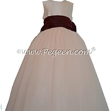 Champagne Pink and Ruby Red ballerina style FLOWER GIRL DRESSES